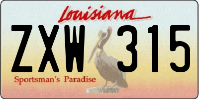 LA license plate ZXW315