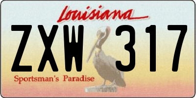 LA license plate ZXW317