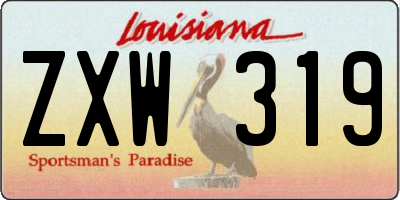 LA license plate ZXW319