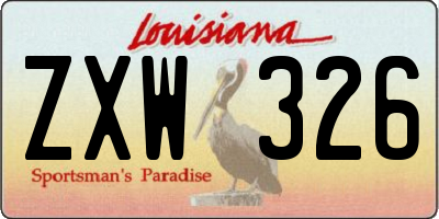 LA license plate ZXW326