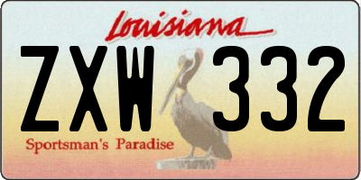 LA license plate ZXW332