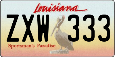 LA license plate ZXW333