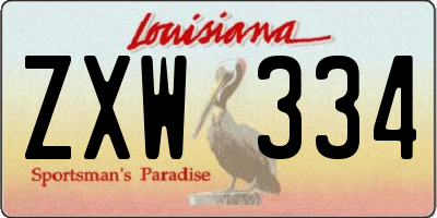 LA license plate ZXW334