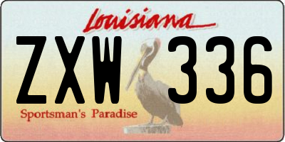 LA license plate ZXW336