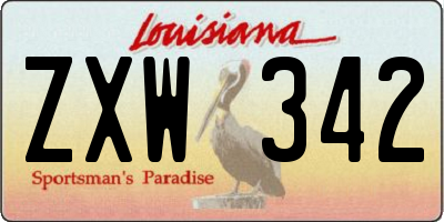 LA license plate ZXW342