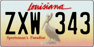 LA license plate ZXW343