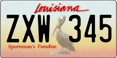 LA license plate ZXW345