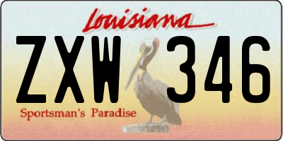 LA license plate ZXW346