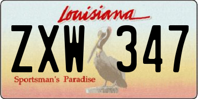 LA license plate ZXW347