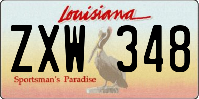 LA license plate ZXW348