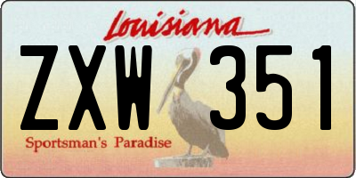 LA license plate ZXW351