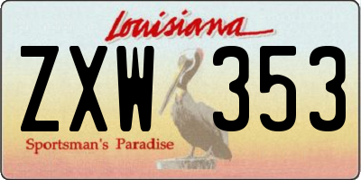 LA license plate ZXW353