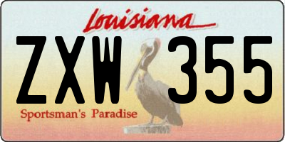 LA license plate ZXW355