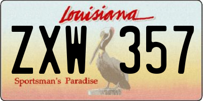 LA license plate ZXW357