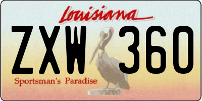 LA license plate ZXW360