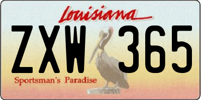 LA license plate ZXW365
