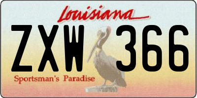 LA license plate ZXW366
