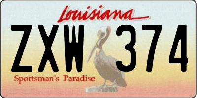 LA license plate ZXW374