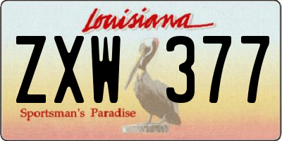 LA license plate ZXW377