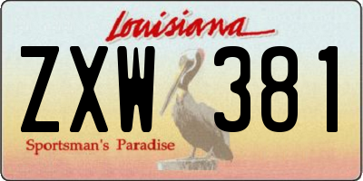 LA license plate ZXW381