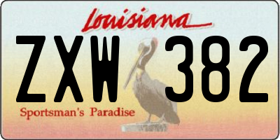 LA license plate ZXW382