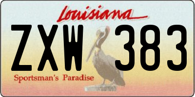 LA license plate ZXW383