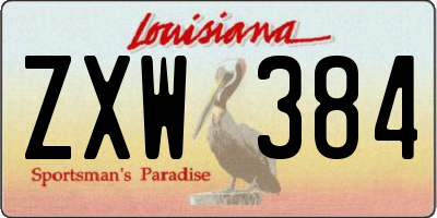 LA license plate ZXW384