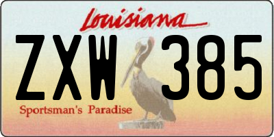 LA license plate ZXW385