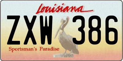 LA license plate ZXW386