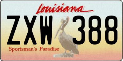 LA license plate ZXW388