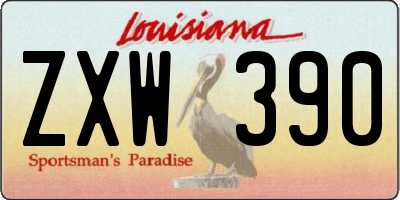 LA license plate ZXW390