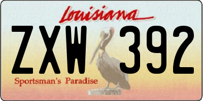 LA license plate ZXW392