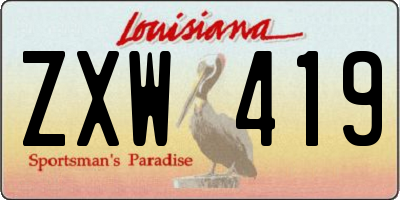 LA license plate ZXW419