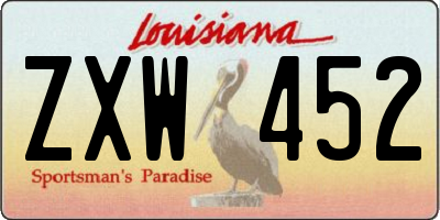 LA license plate ZXW452