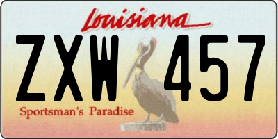 LA license plate ZXW457
