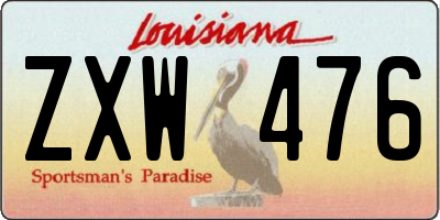 LA license plate ZXW476