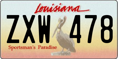 LA license plate ZXW478