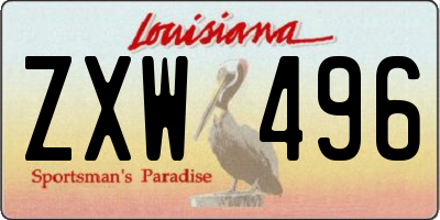 LA license plate ZXW496