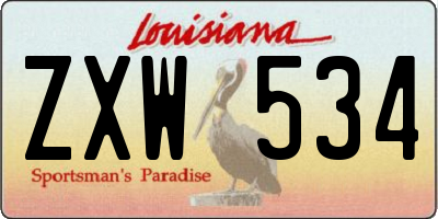 LA license plate ZXW534