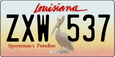 LA license plate ZXW537