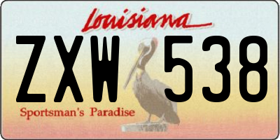 LA license plate ZXW538
