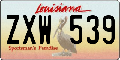 LA license plate ZXW539
