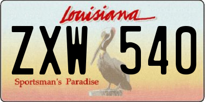 LA license plate ZXW540