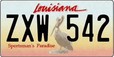 LA license plate ZXW542