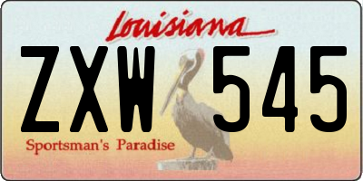 LA license plate ZXW545