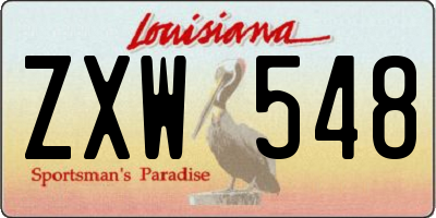 LA license plate ZXW548