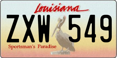 LA license plate ZXW549