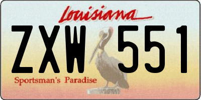 LA license plate ZXW551