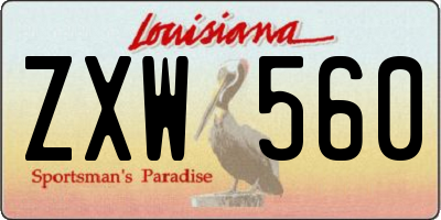 LA license plate ZXW560