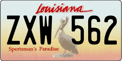 LA license plate ZXW562